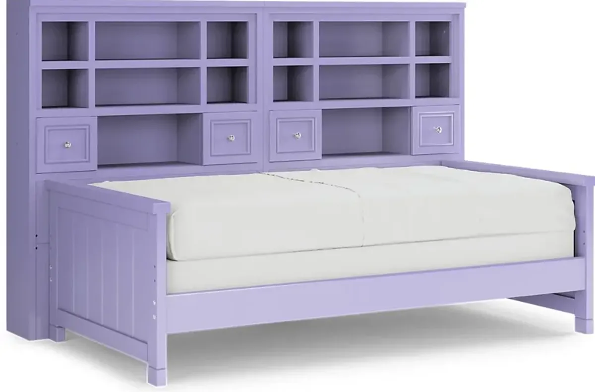 Kids Cottage Colors Lavender 5 Pc Twin Bookcase Wall Bed