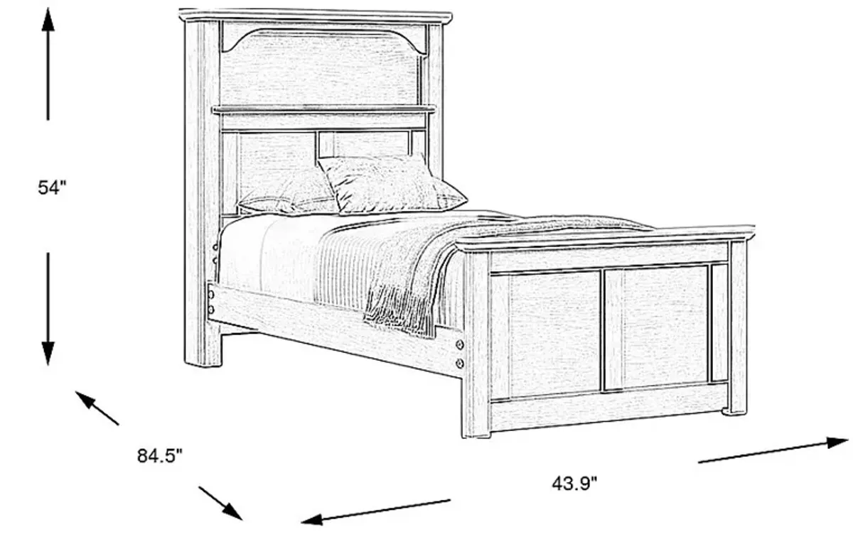 Kids South Bend Washed White 3 Pc Twin Bookcase Bed