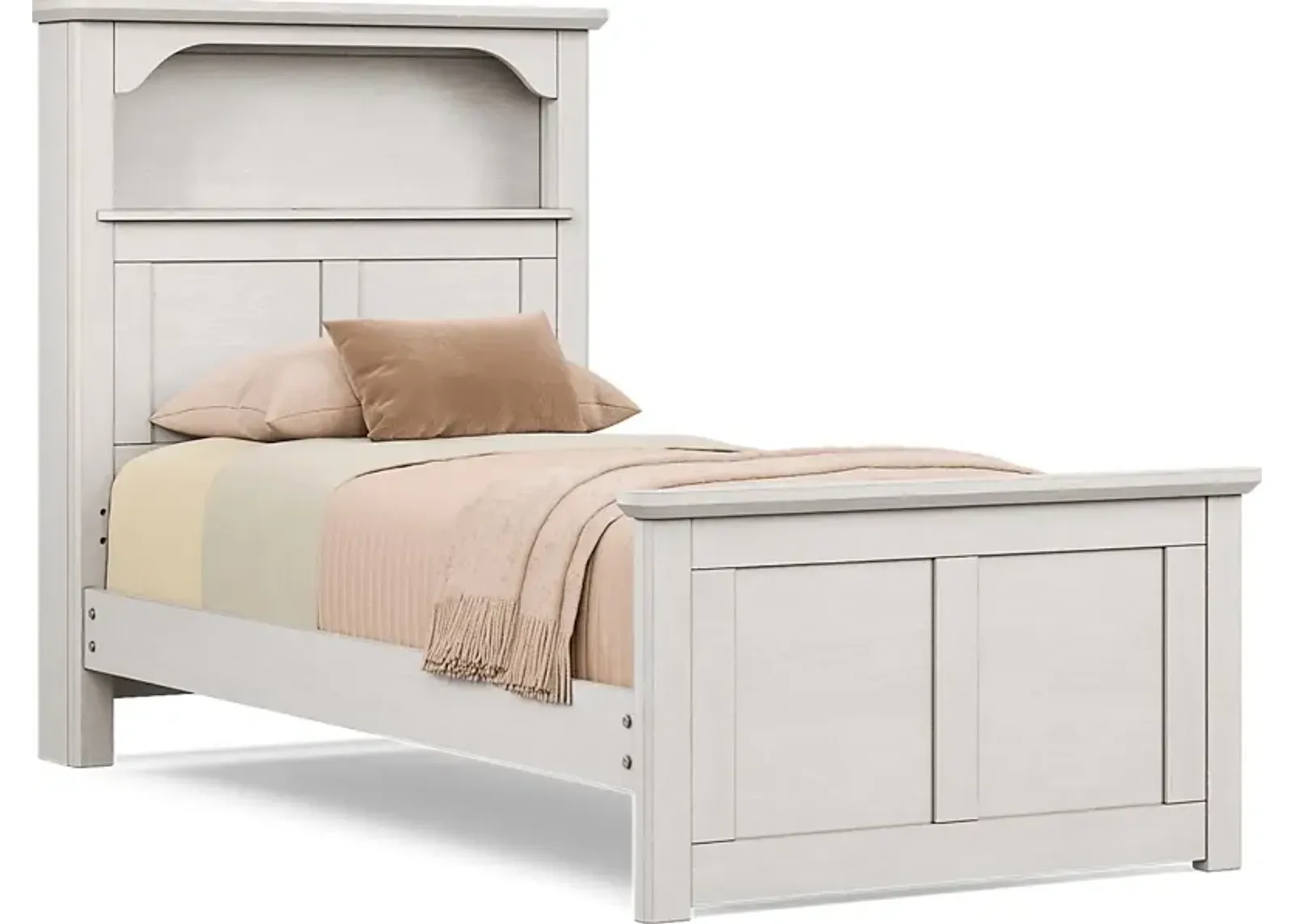 Kids South Bend Washed White 3 Pc Twin Bookcase Bed