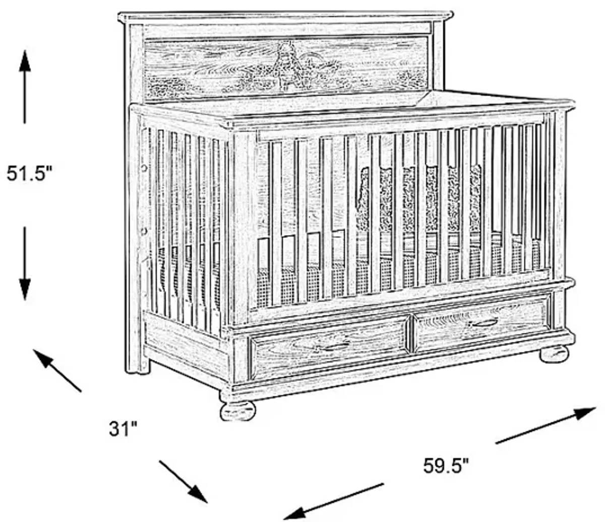 Disney Baby Woodland Adventures with Winnie the Pooh Classic Gray Convertible Crib