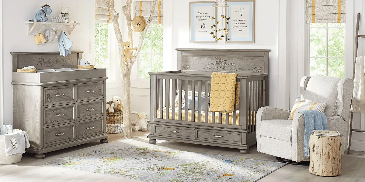 Disney Baby Woodland Adventures with Winnie the Pooh Classic Gray Convertible Crib