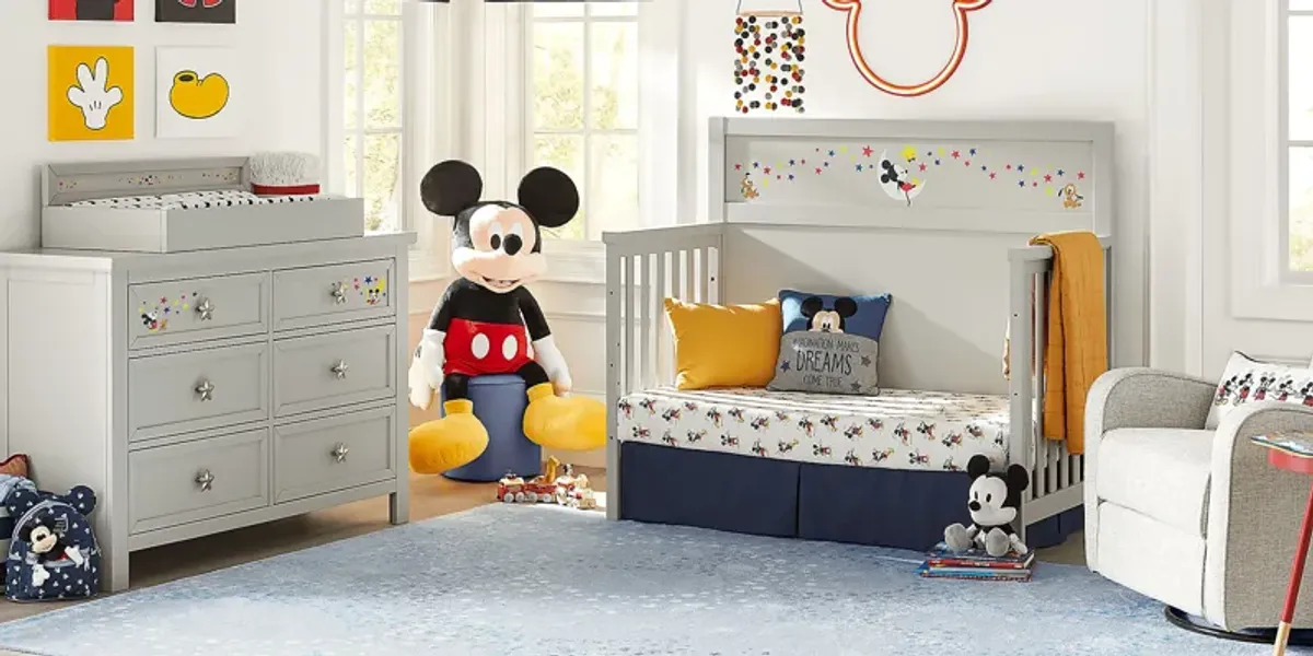 Starry Dreams with Mickey Mouse Gray 5 Pc Nursery with Toddler and Conversion Rails