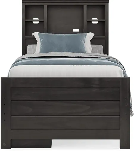 Kids Creekside 2.0 Charcoal 3 Pc Twin Bookcase Bed with Storage Side Rail