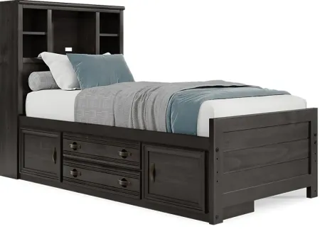 Kids Creekside 2.0 Charcoal 3 Pc Twin Bookcase Bed with Storage Side Rail