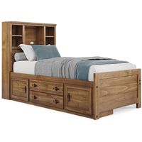 Kids Creekside 2.0 Chestnut 3 Pc Twin Bookcase Bed with Storage Rail
