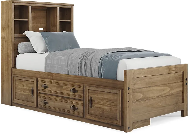 Kids Creekside 2.0 Chestnut Twin Bookcase Bed with Storage Side Rail