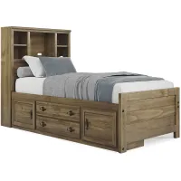 Kids Creekside 2.0 Chestnut 3 Pc Twin Bookcase Bed with Storage Side Rail