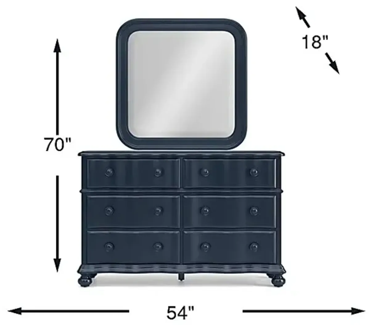 Kids San Simeon Blue Dresser with Square Mirror
