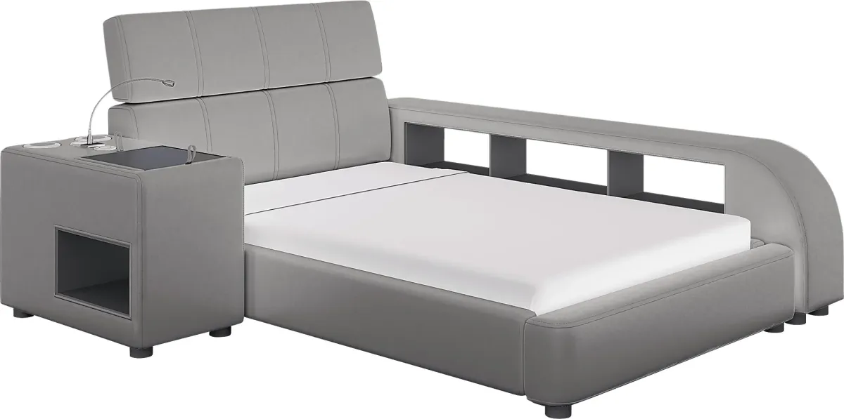 Kids ReGen&trade; Recharged Gray 5 Pc Twin Bed with Nightstand and Bookcase