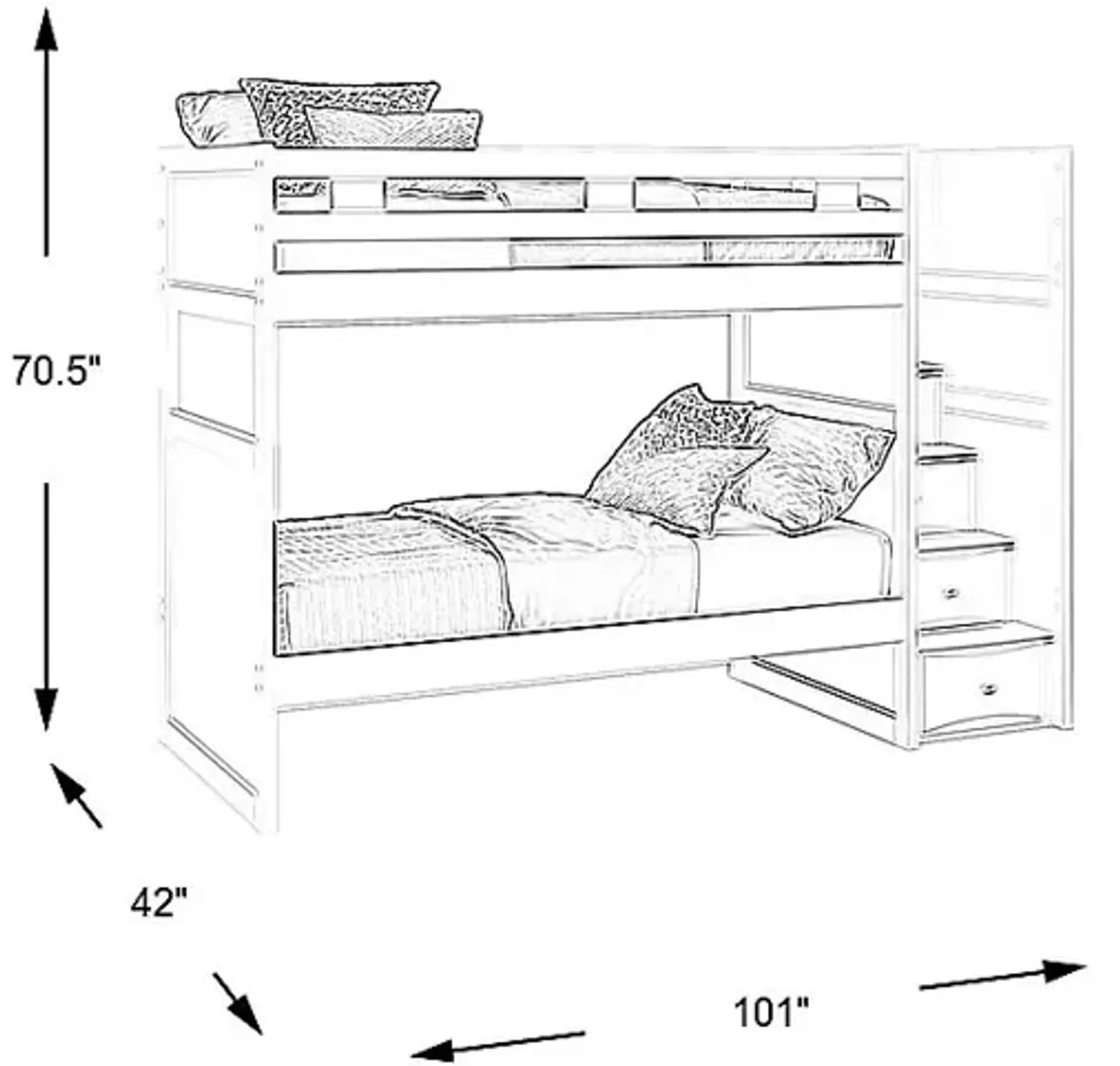 Ivy League 2.0 White Twin/Twin Step Bunk Bed