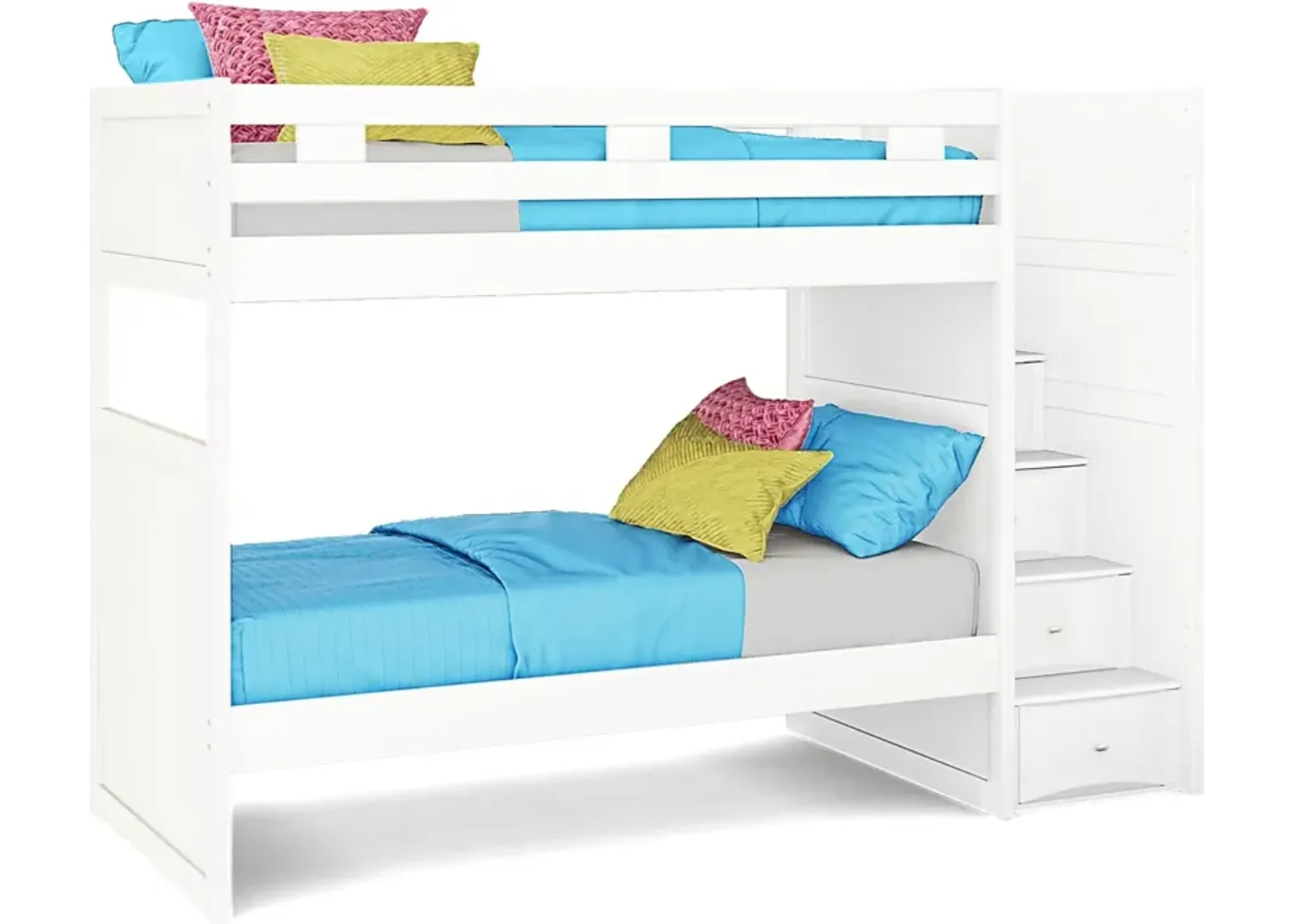 Ivy League 2.0 White Twin/Twin Step Bunk Bed