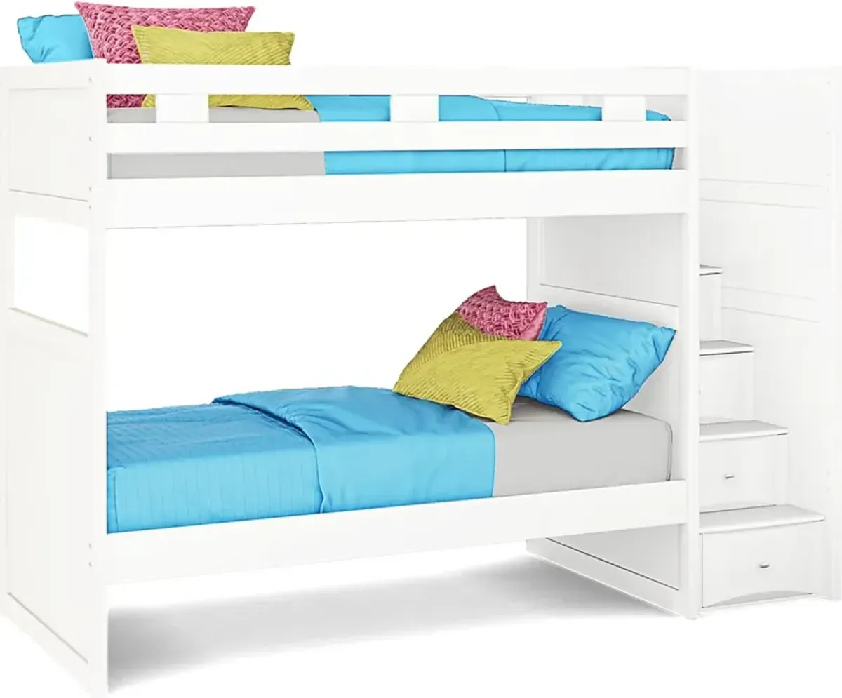 Ivy League 2.0 White Twin/Twin Step Bunk Bed