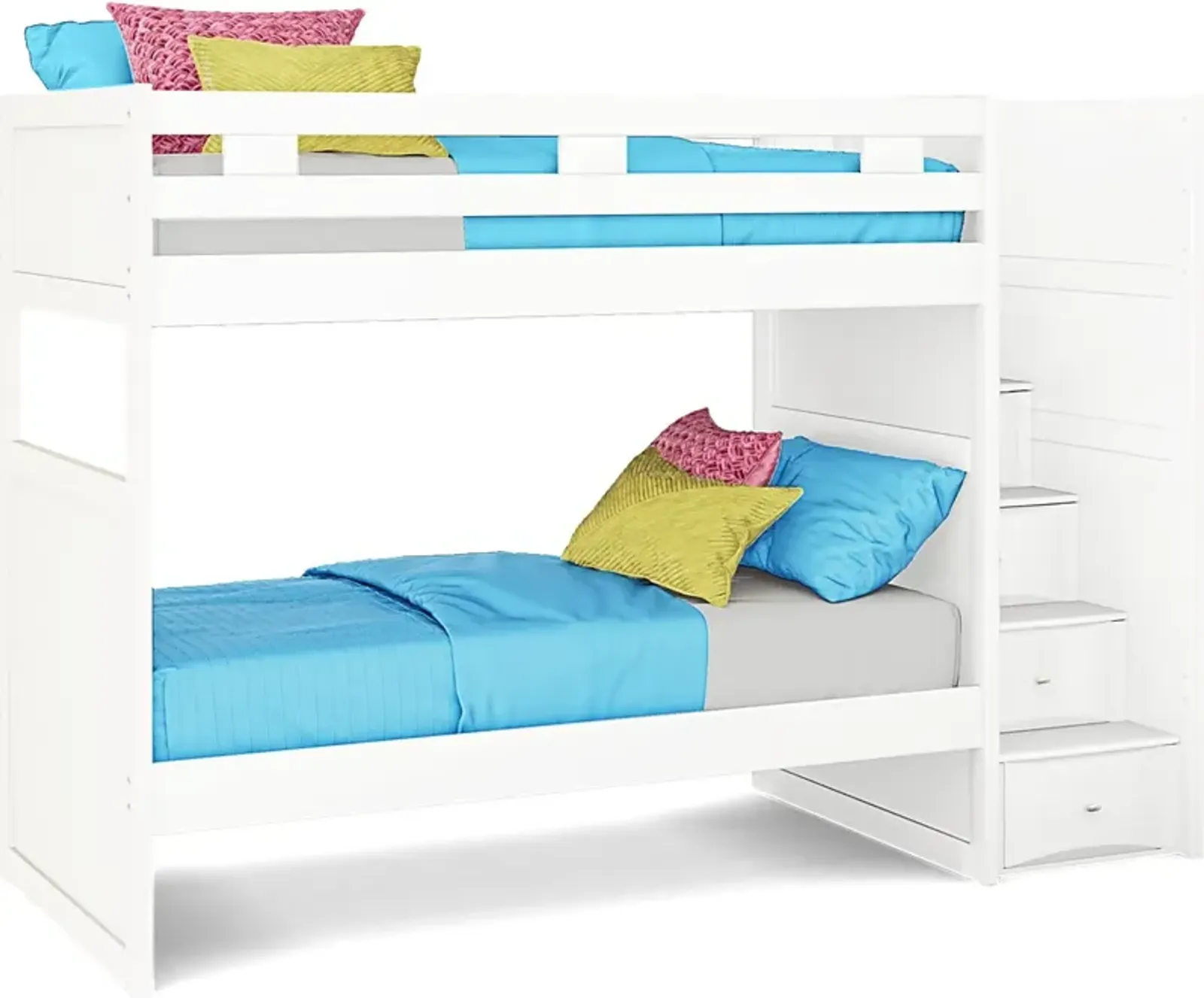 Ivy League 2.0 White Twin/Twin Step Bunk Bed