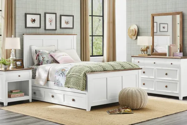 Kids Sugar Hollow White Full Panel Bedroom