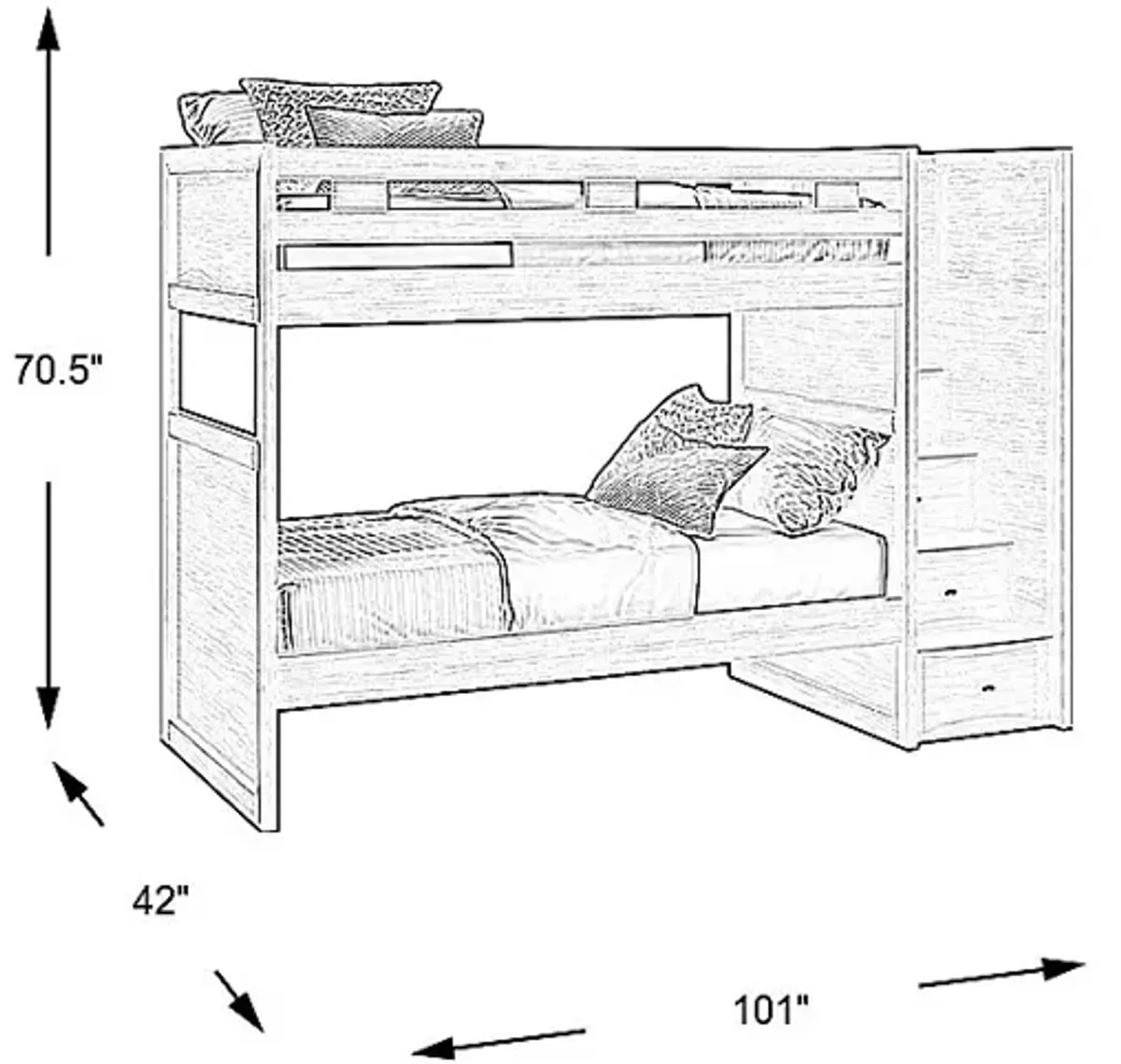 Ivy League 2.0 Walnut Twin/Twin Step Bunk Bed