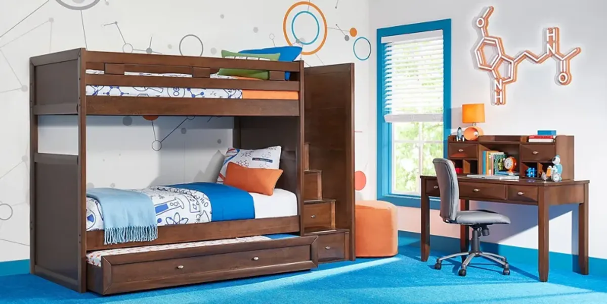 Ivy League 2.0 Walnut Twin/Twin Step Bunk Bed