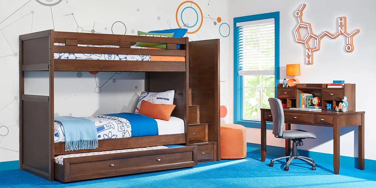 Ivy League 2.0 Walnut Twin/Twin Step Bunk Bed