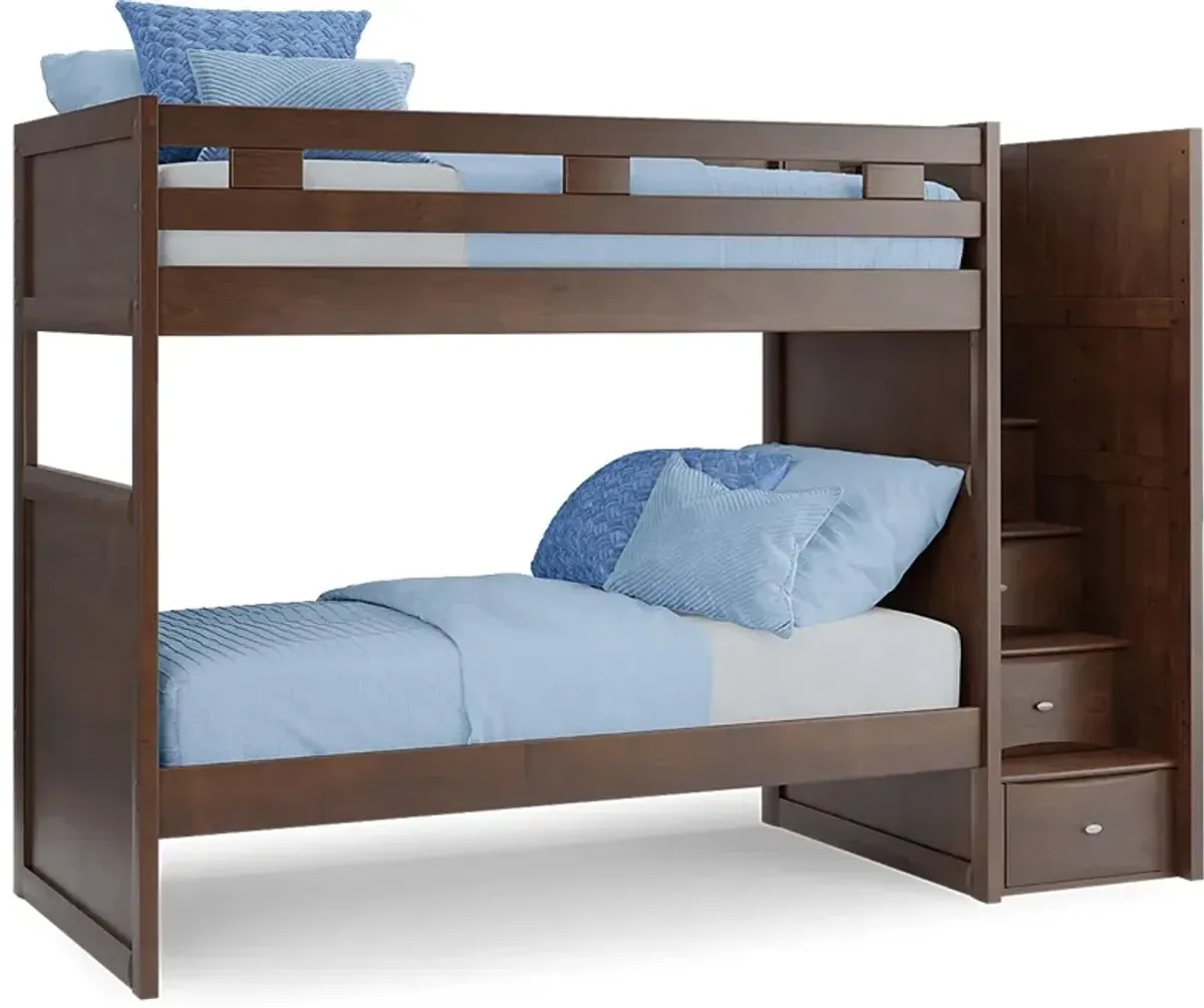 Ivy League 2.0 Walnut Twin/Twin Step Bunk Bed