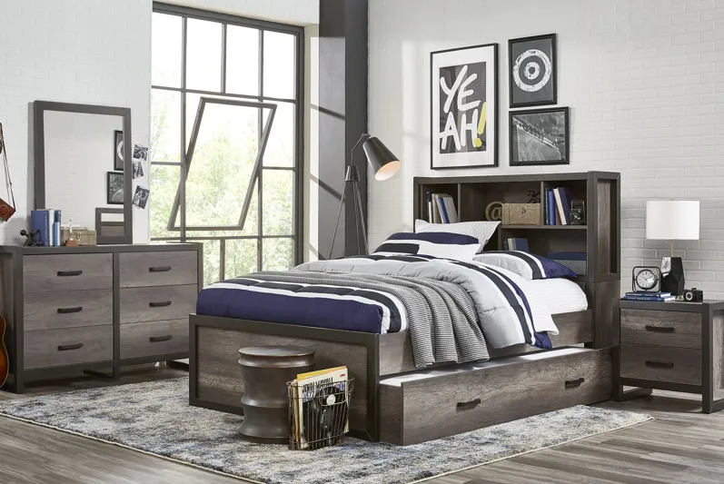 Kids Colefax Avenue Dark Gray Full Bookcase Bedroom
