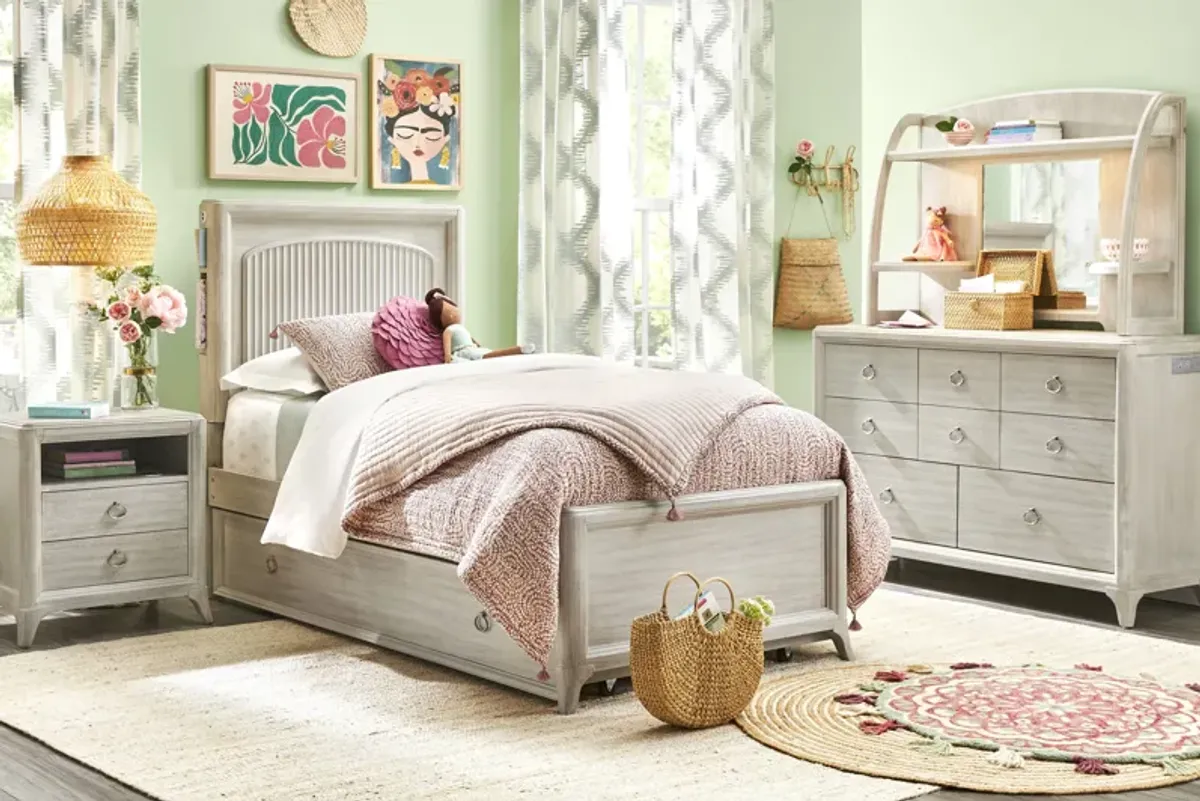 Kids Vivien Wirebrush Gray Twin Cubby Bedroom