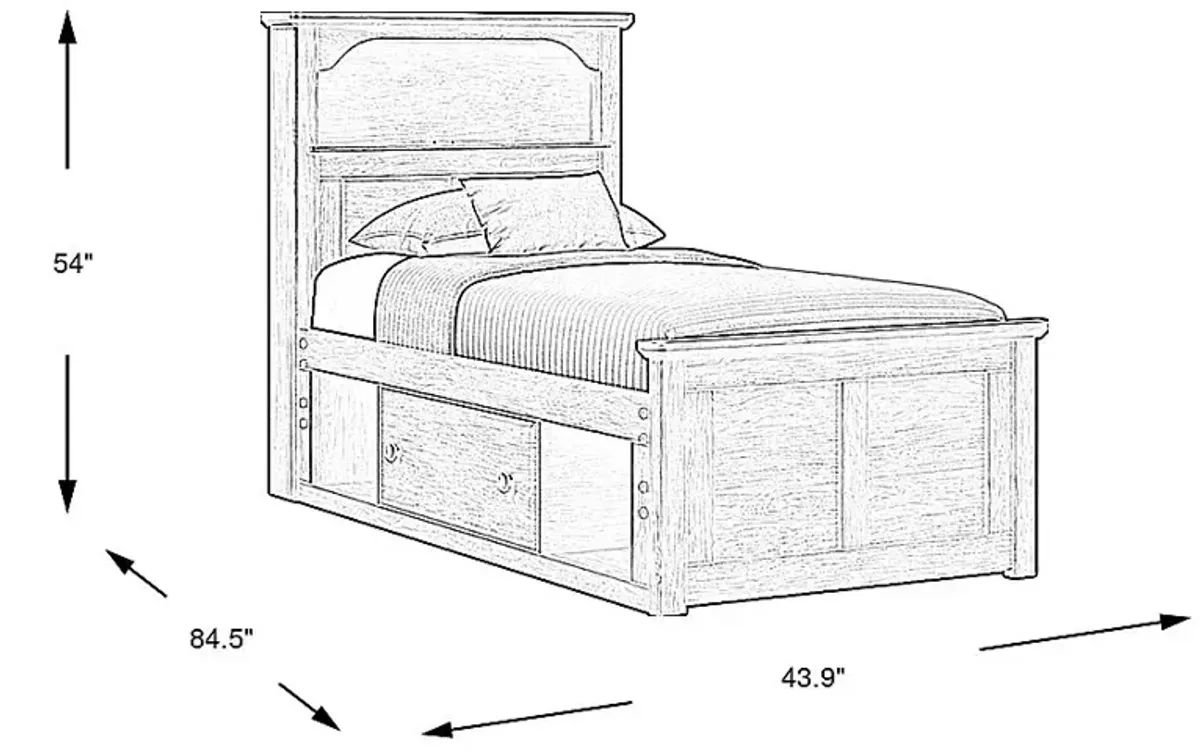 Kids South Bend Brown Cherry 3 Pc Twin Bookcase Bed with Storage Side Rail