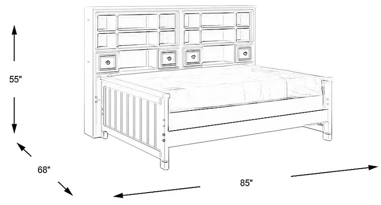 Kids Cottage Colors White 5 Pc Full Bookcase Wall Bed