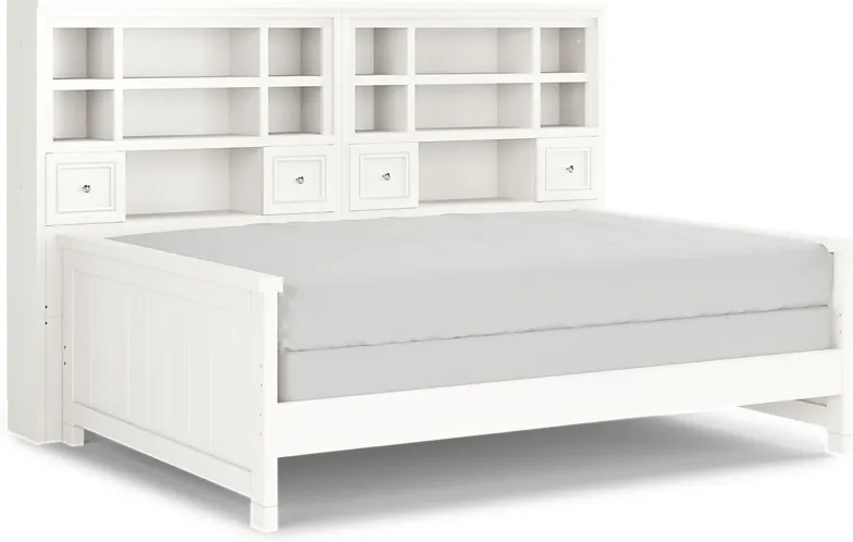 Kids Cottage Colors White 5 Pc Full Bookcase Wall Bed