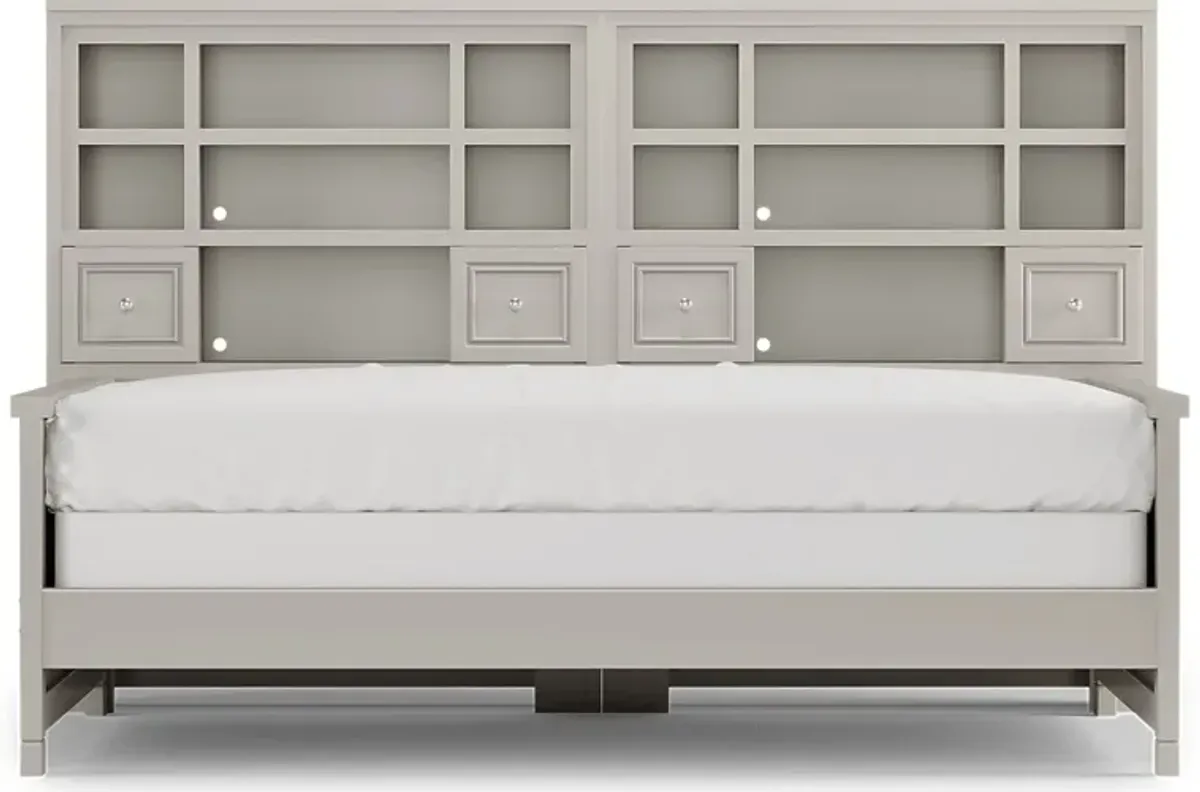Kids Cottage Colors Gray Full Bookcase Wall Bed