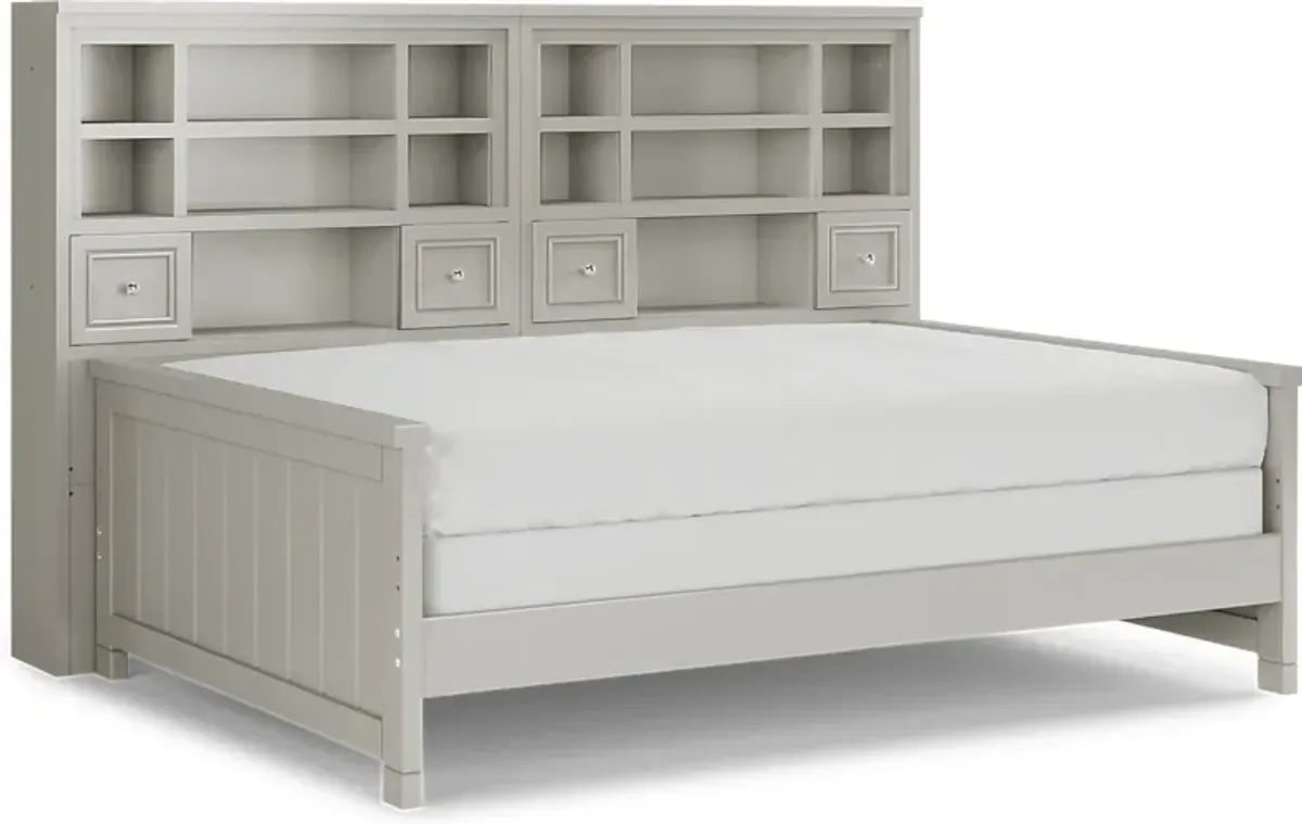 Kids Cottage Colors Gray 5 Pc Full Bookcase Wall Bed