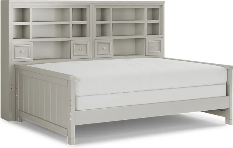 Kids Cottage Colors Gray 5 Pc Full Bookcase Wall Bed