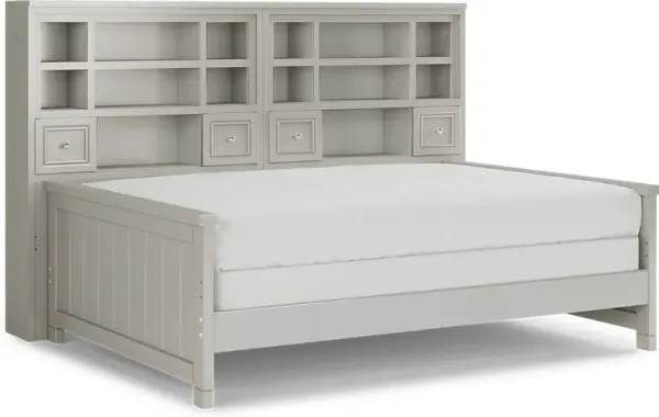 Kids Cottage Colors Gray Full Bookcase Wall Bed