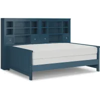 Kids Cottage Colors Navy 5 Pc Full Bookcase Wall Bed