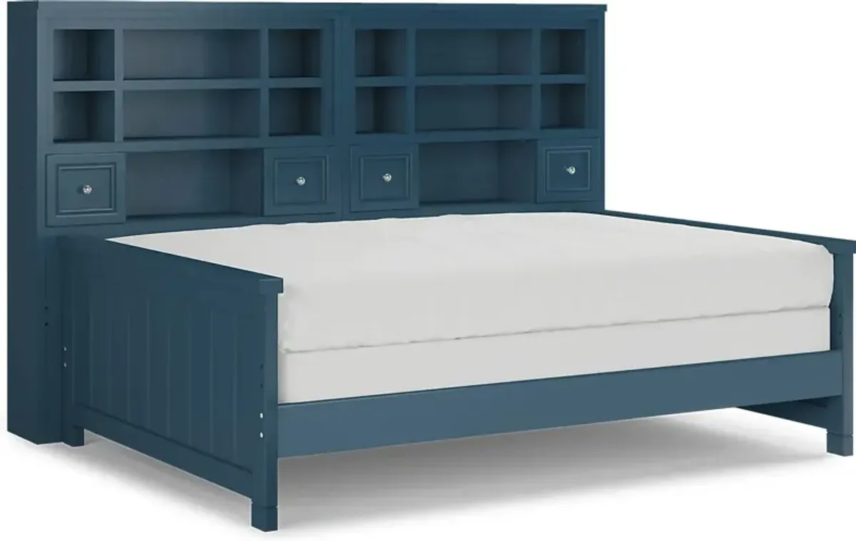 Kids Cottage Colors Navy 5 Pc Full Bookcase Wall Bed