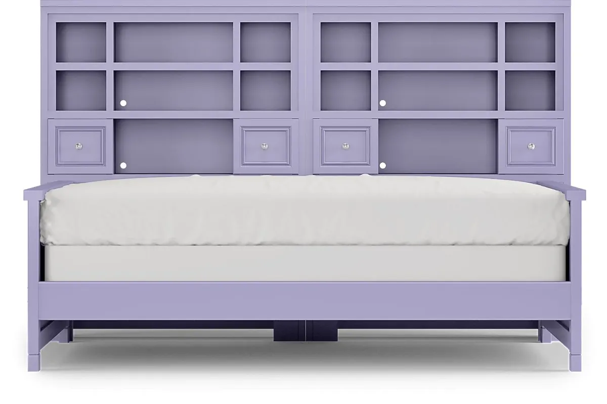 Kids Cottage Colors Lavender Full Bookcase Wall Bed