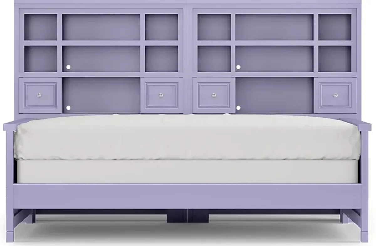 Kids Cottage Colors Lavender 5 Pc Full Bookcase Wall Bed