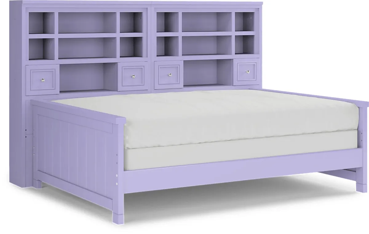 Kids Cottage Colors Lavender Full Bookcase Wall Bed