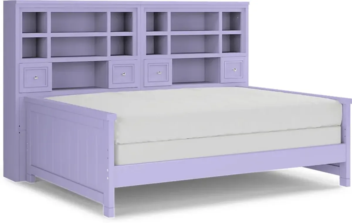 Kids Cottage Colors Lavender 5 Pc Full Bookcase Wall Bed