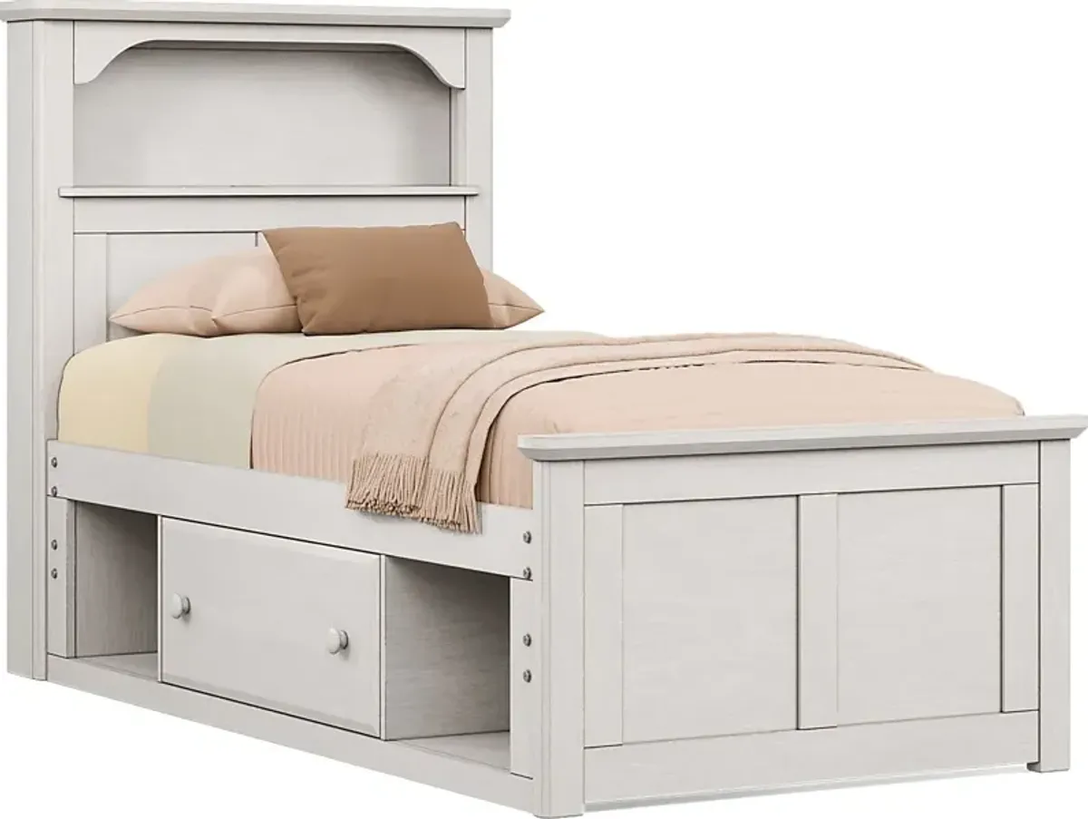 Kids South Bend Washed White 3 Pc Twin Bookcase Bed with Storage Side Rail