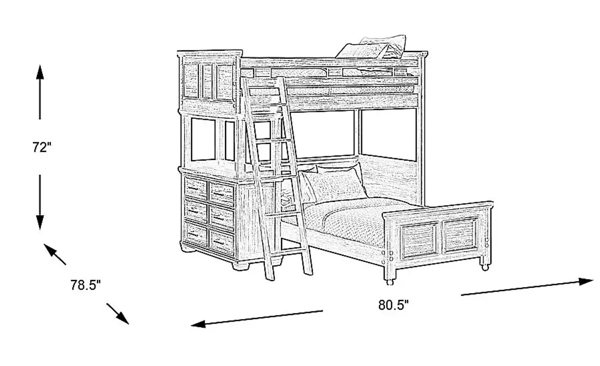 Kids Canyon Lake Java Twin/Twin Loft with Dresser