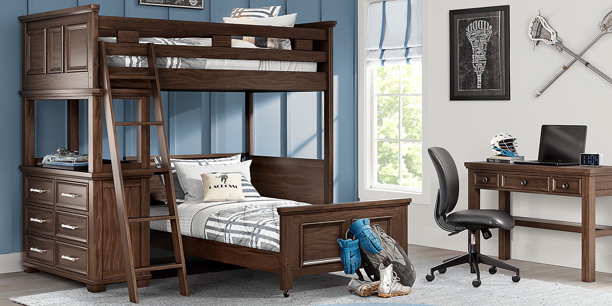 Kids Canyon Lake Java Twin/Twin Loft with Dresser