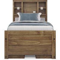 Kids Creekside 2.0 Chestnut 3 Pc Twin Bookcase Bed with 2 Storage Rails