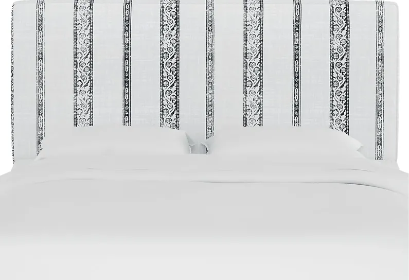 Kids Classical Notes White-Gray Full Upholstered Headboard