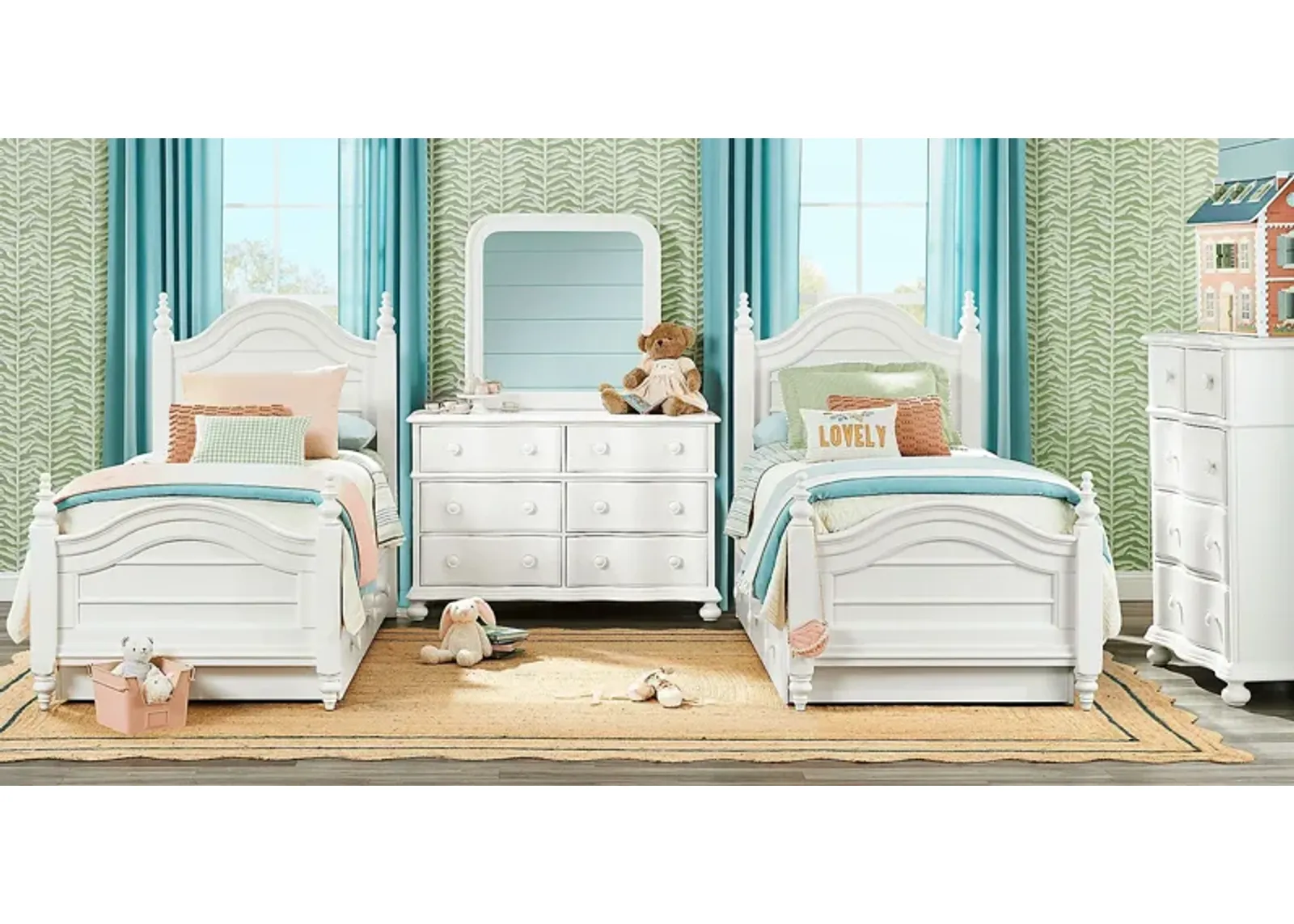 Kids San Simeon White 8 Pc Twin Poster Bedroom