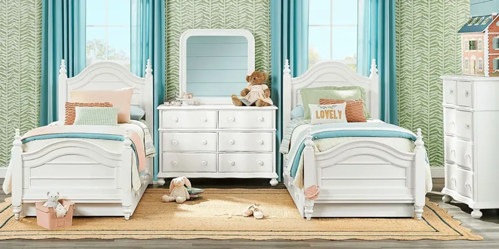 Kids San Simeon White 8 Pc Twin Poster Bedroom