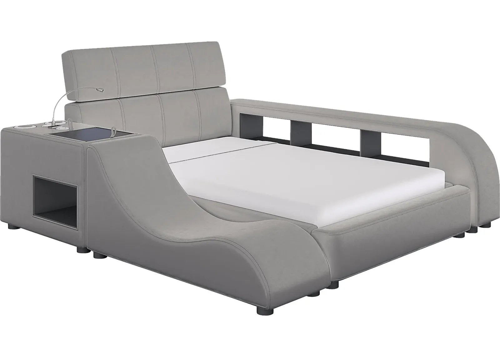 Kids reGen&trade; Recharged Gray 6 Pc Twin Bed with Nightstand, Bookcase and Lounger