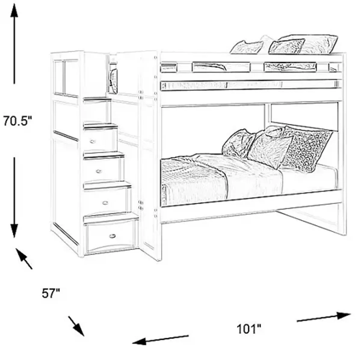 Ivy League 2.0 White Full/Full Step Bunk Bed