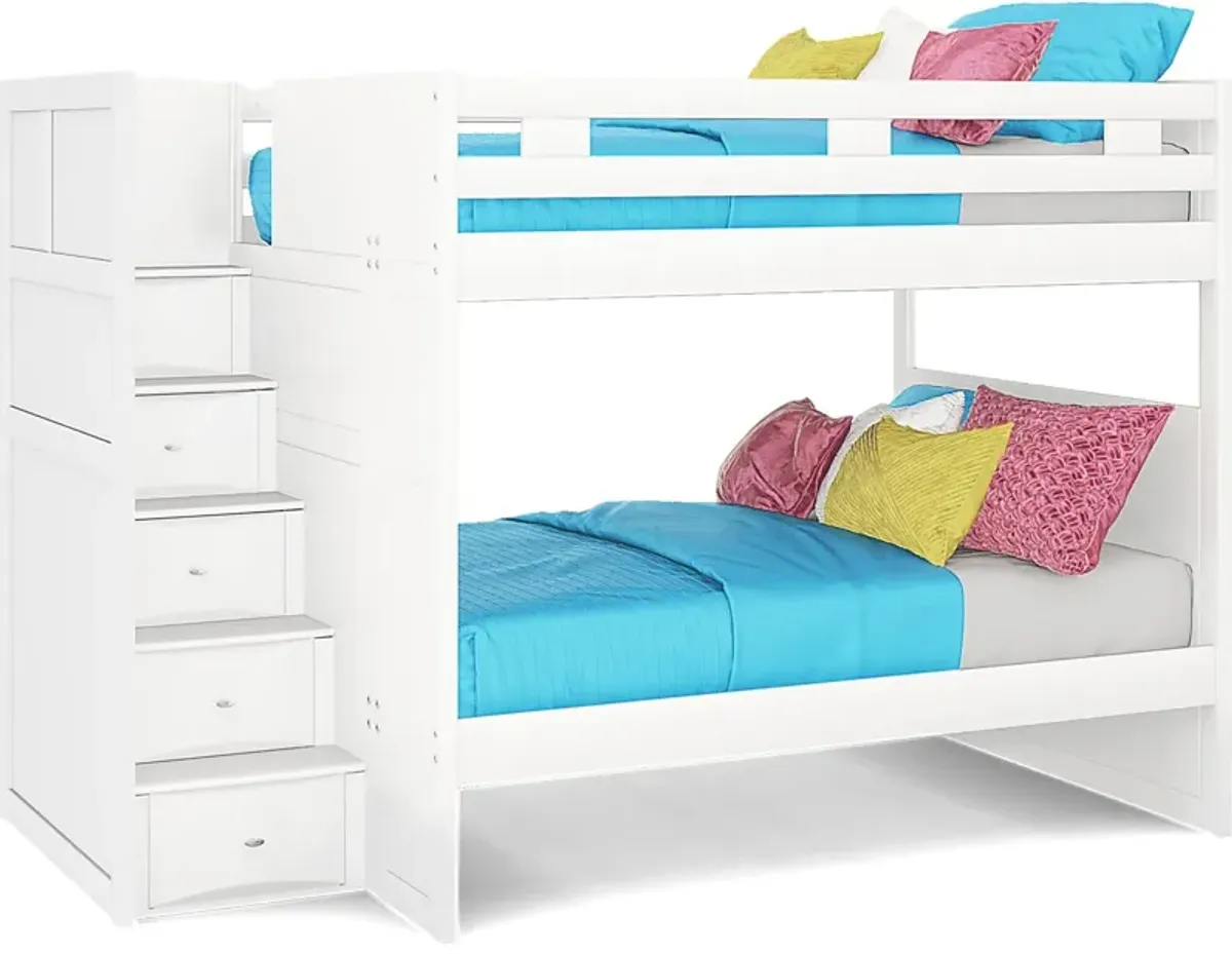 Ivy League 2.0 White Full/Full Step Bunk Bed