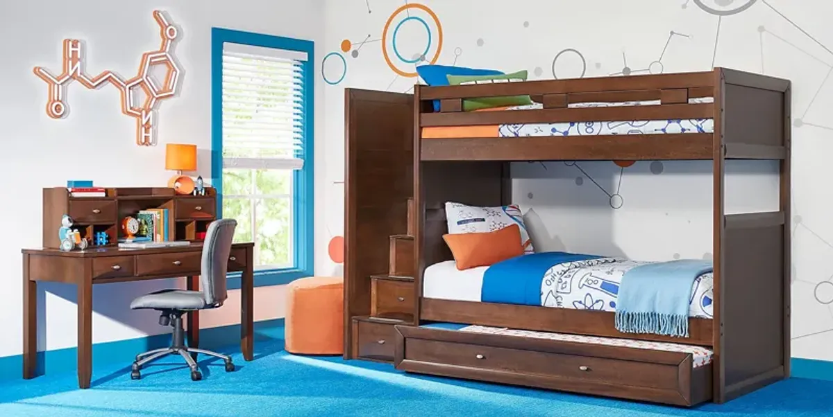 Ivy League 2.0 Walnut Full/Full Step Bunk Bed