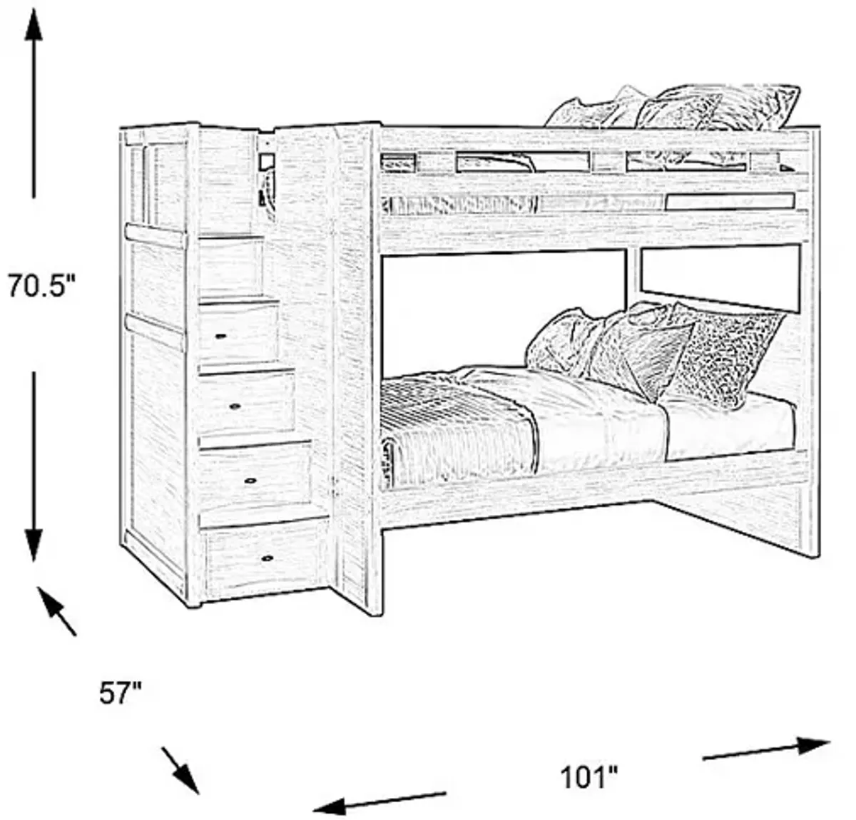 Ivy League 2.0 Walnut Full/Full Step Bunk Bed