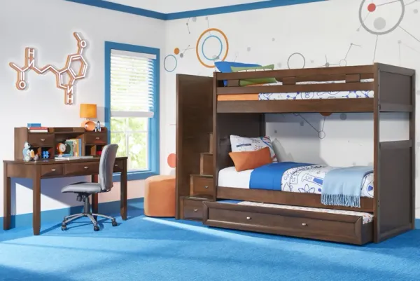 Ivy League 2.0 Walnut Full/Full Step Bunk Bed